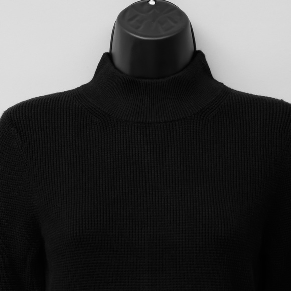 NWT LUNYA Black Waffleknit Mock Turtleneck Sweater - Picture 5 of 5